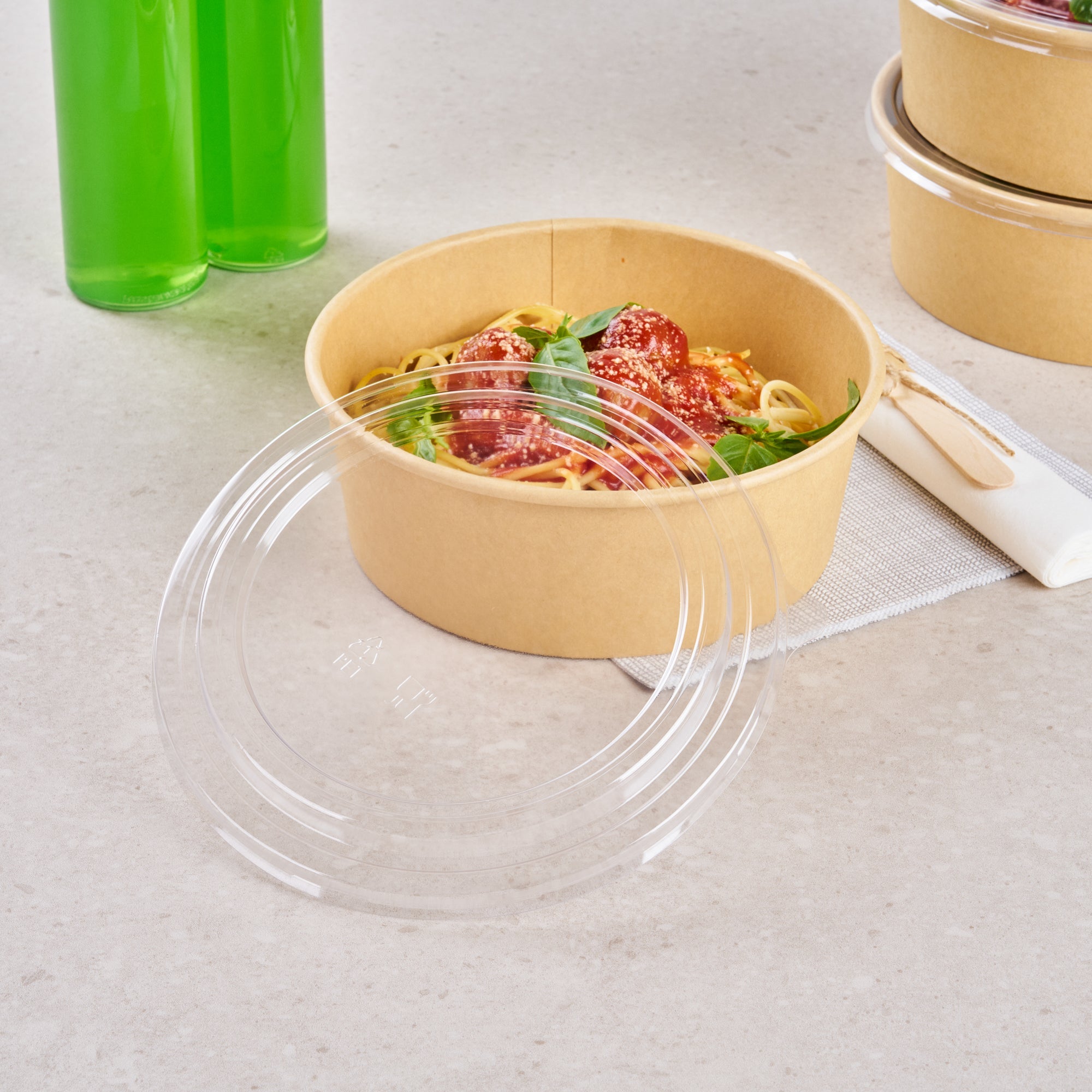 Bio Tek Round Clear Plastic Take Out Container Lid - Fits 44 oz - 200 count box