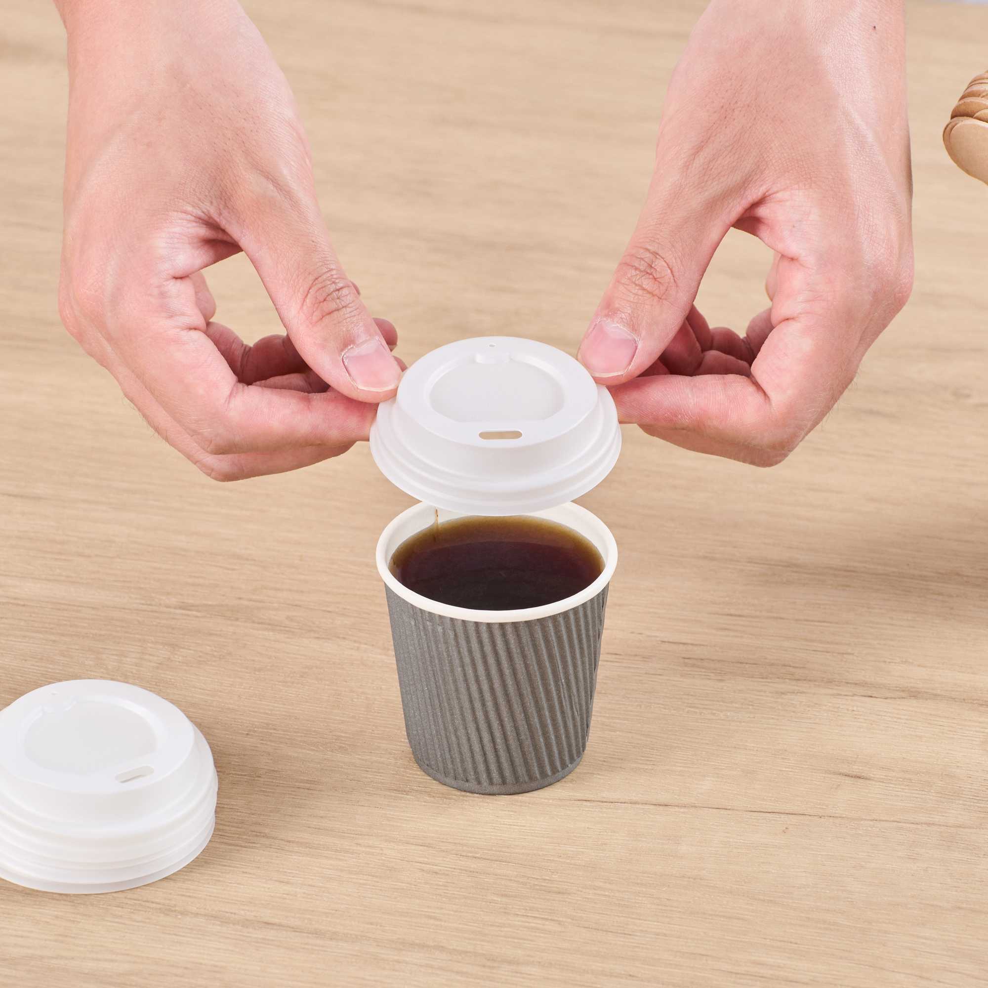 Basic Nature White PLA Plastic Coffee Cup Lid - Fits 4 oz, Compostable - 500 count box