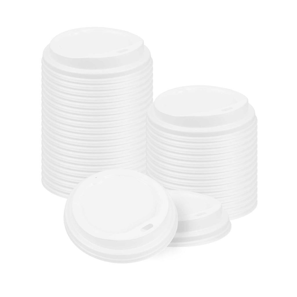 Basic Nature White PLA Plastic Coffee Cup Lid - Fits 8, 12, 16 and 20 oz, Compostable - 500 count box