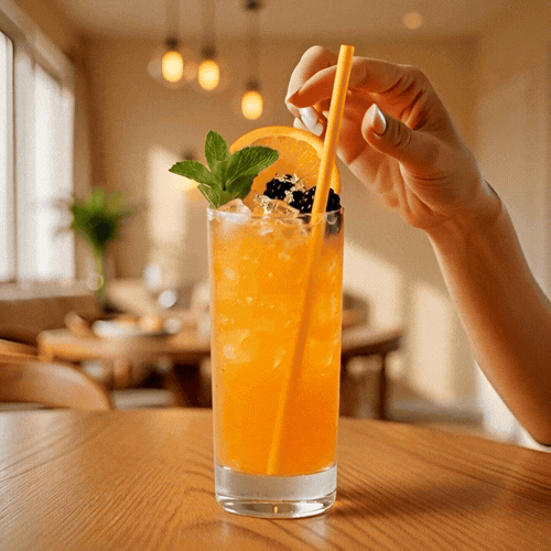 Bev Tek Orange Paper Straw - Biodegradable, 6mm - 7 3/4" - 25 count box