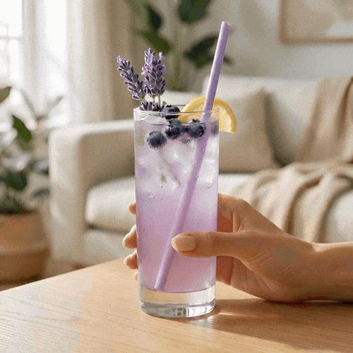 Bev Tek Lilac Paper Straw - Biodegradable, 6mm - 7 3/4" - 100 count box