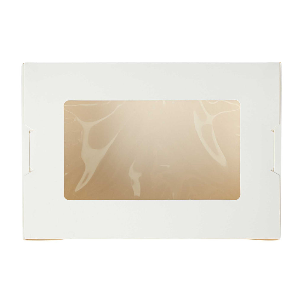 Cafe Vision 42 oz White Paper Medium Take Out Container - Hinge Lock - 8" x 5 1/2" x 2" - 200 count box