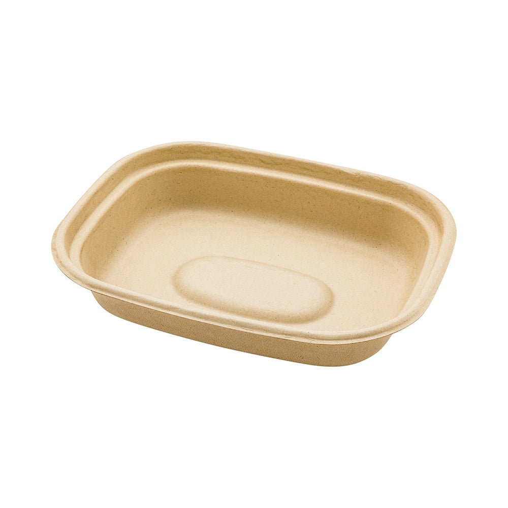 Pulp Tek 36 oz Rectangle Natural Sugarcane / Bagasse Container - 9" x 7" x 1 3/4" - 100 count box