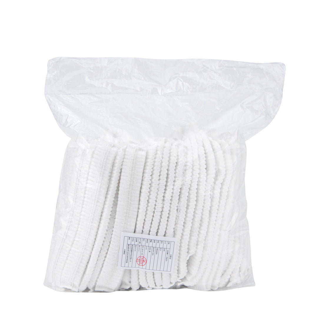Clean Tek Professional White Disposable Bouffant Cap Hair Net - 21" - 100 count box