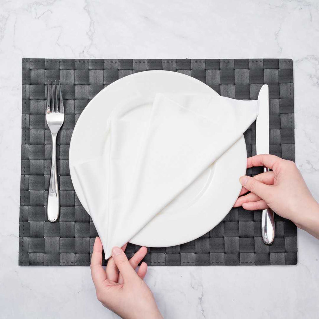 Macroweave Rectangle Black Woven Placemat - 16" x 12" - 6 count box