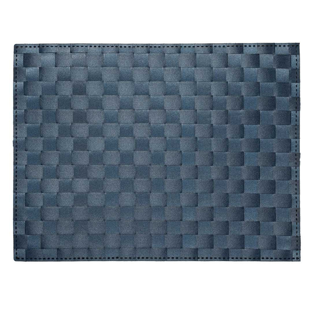 Macroweave Rectangle Navy Blue Woven Placemat - 16" x 12" - 6 count box