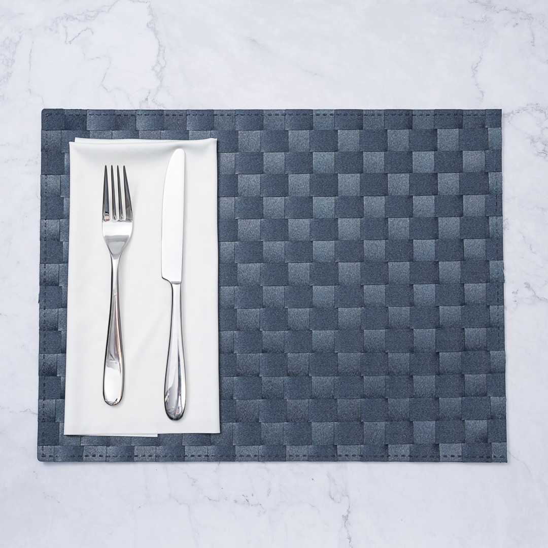 Macroweave Rectangle Navy Blue Woven Placemat - 16" x 12" - 6 count box