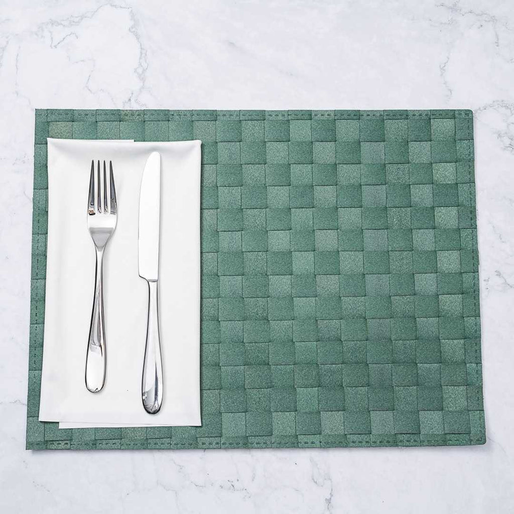 Macroweave Rectangle Green Woven Placemat - 16" x 12" - 6 count box