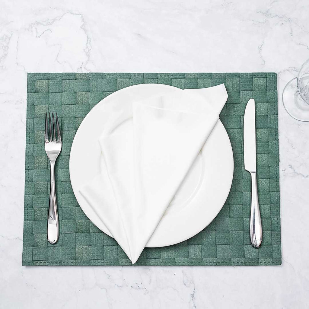 Macroweave Rectangle Green Woven Placemat - 16" x 12" - 6 count box