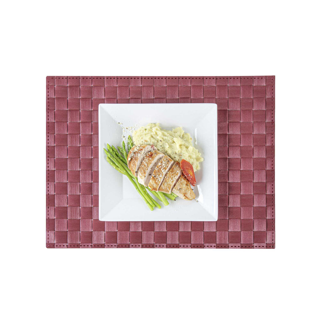 Macroweave Rectangle Red Woven Placemat - 16" x 12" - 6 count box