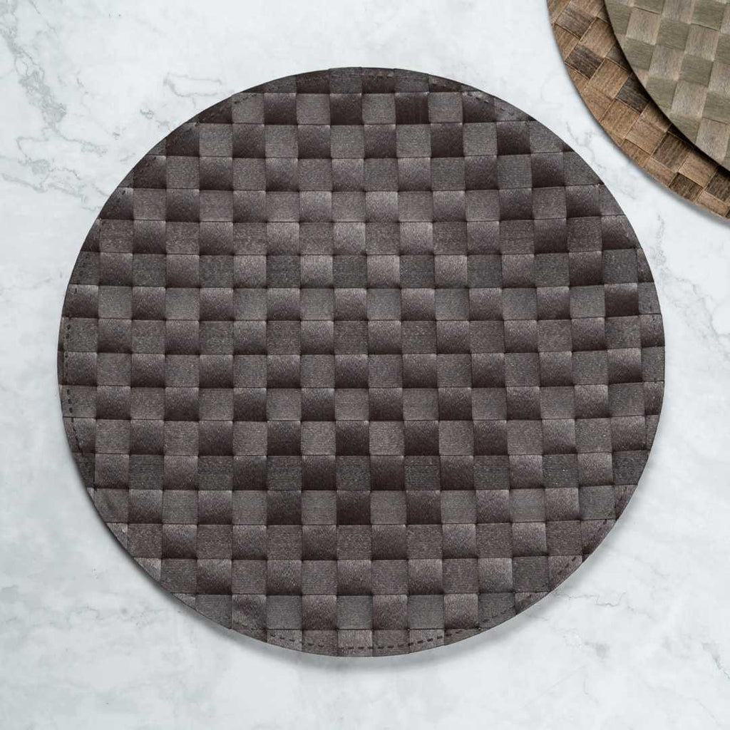 Macroweave Round Dark Brown Placemat - 15" x 15" - 6 count box