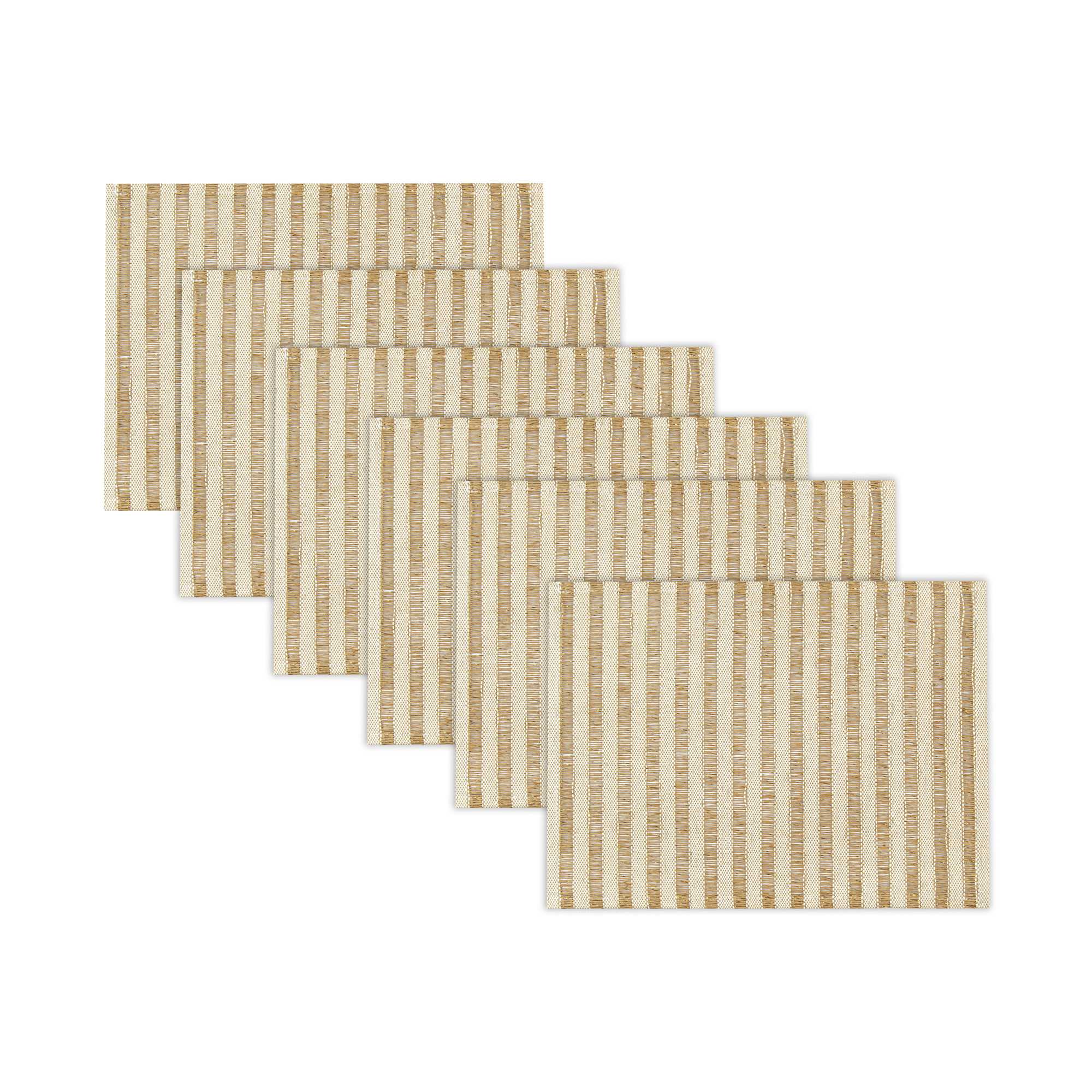 Carmel Mesh Light Brown Striped Placemat - 16" x 12" - 6 count box