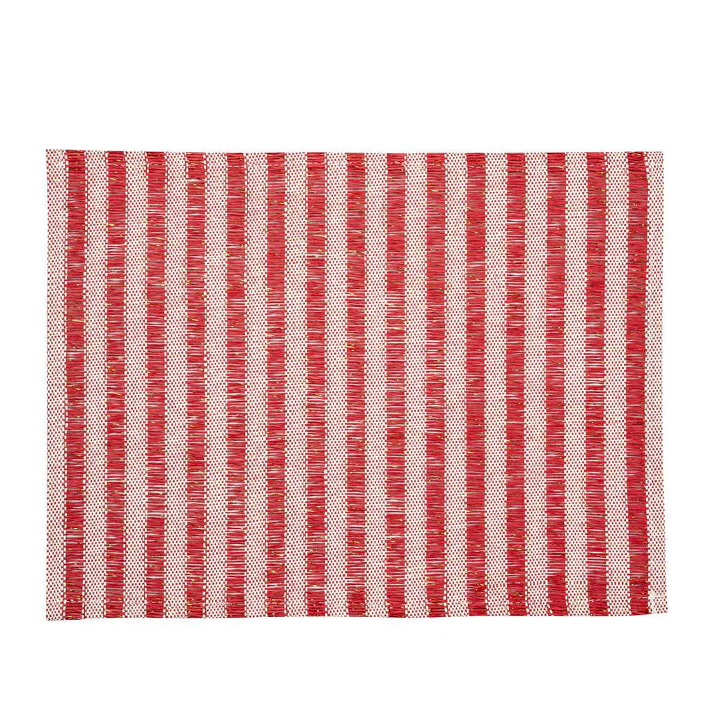 Carmel Mesh Red Striped Placemat - 16" x 12" - 6 count box
