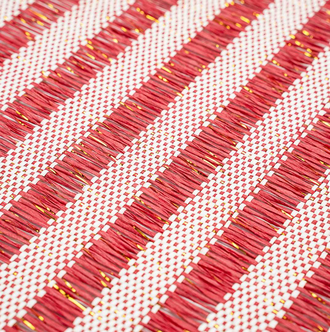Carmel Mesh Red Striped Placemat - 16" x 12" - 6 count box