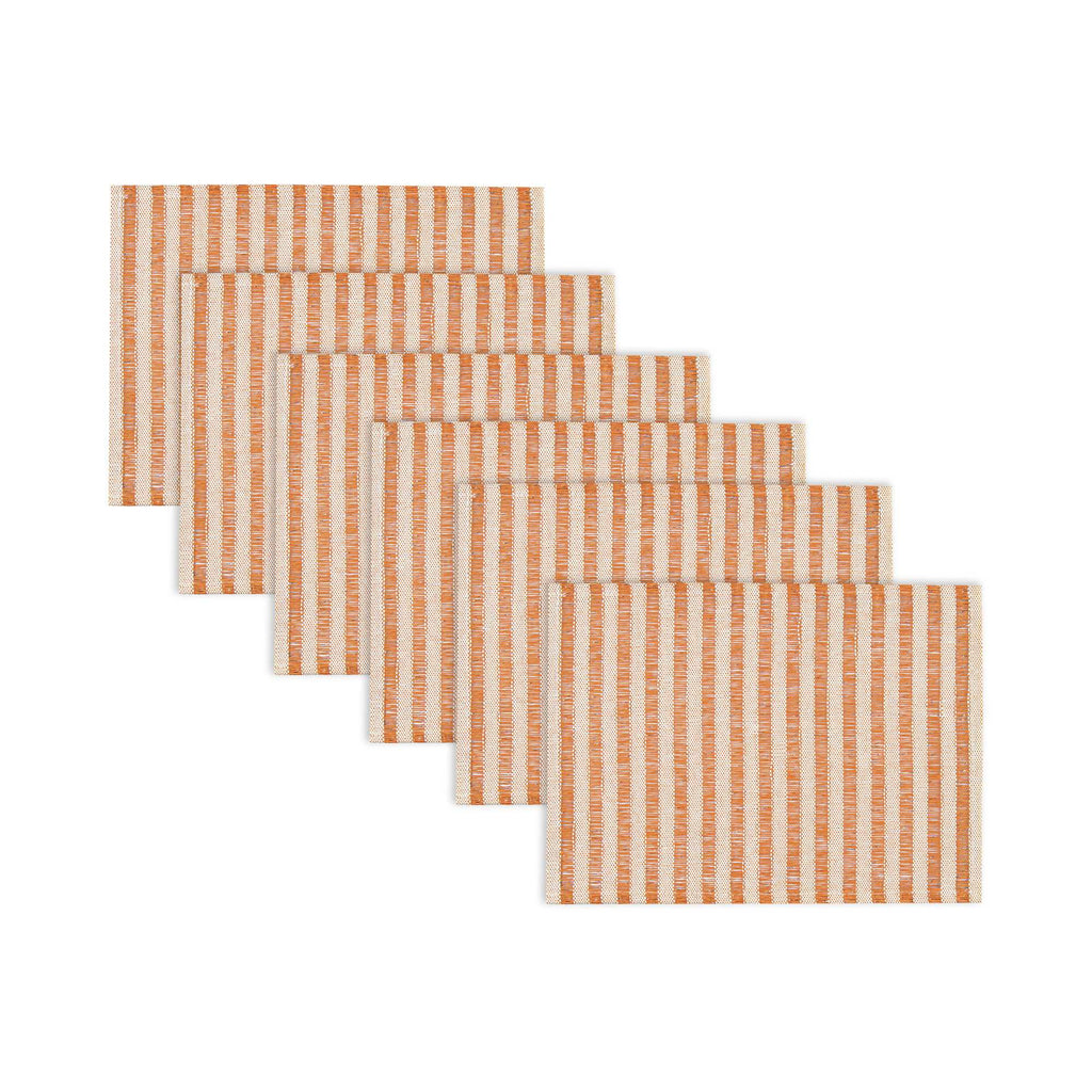 Carmel Mesh Orange Striped Placemat - 16" x 12" - 6 count box