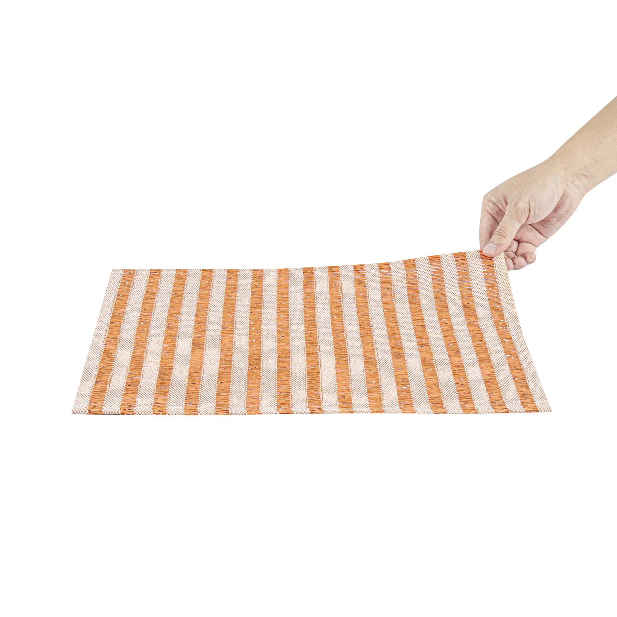Carmel Mesh Orange Striped Placemat - 16" x 12" - 6 count box