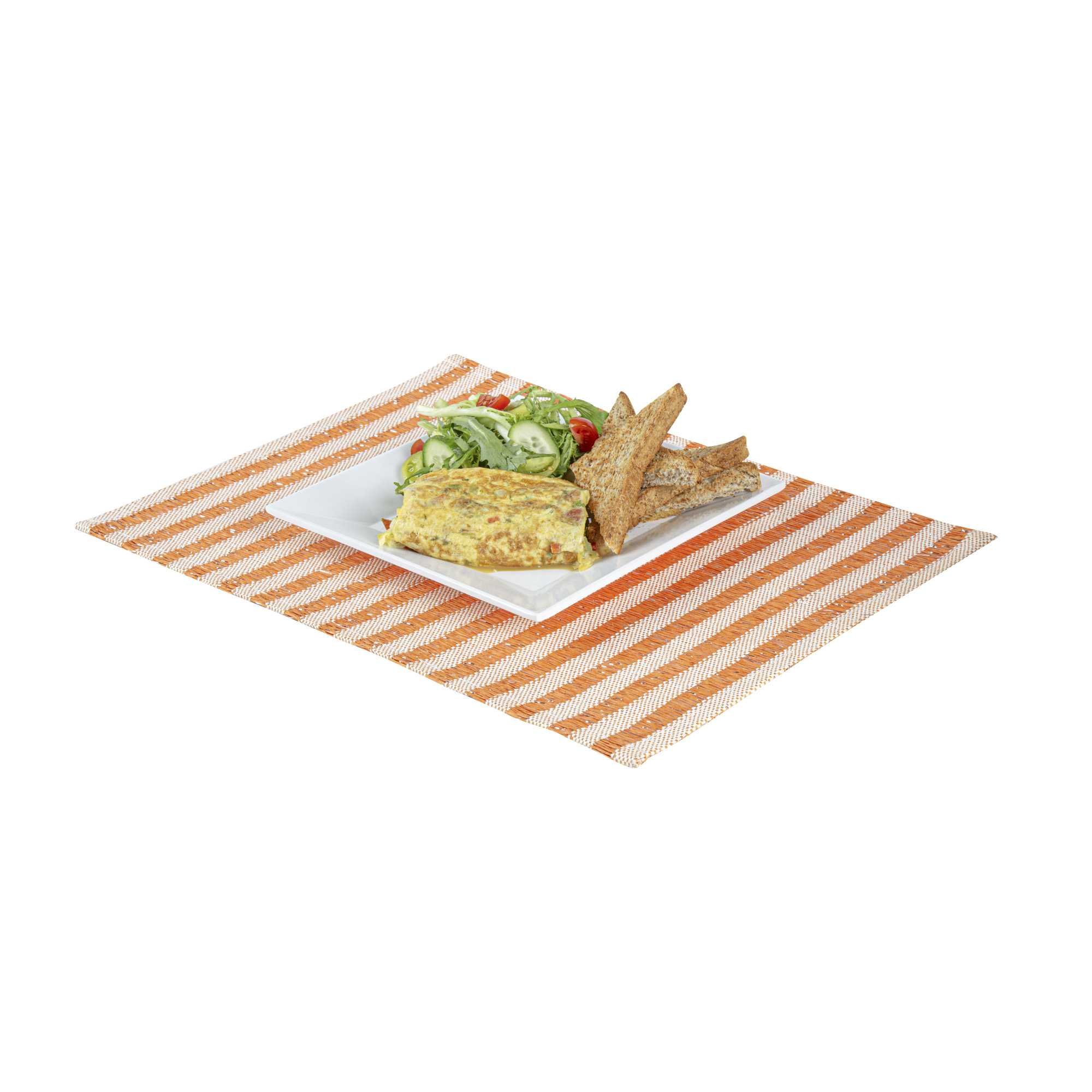 Carmel Mesh Orange Striped Placemat - 16" x 12" - 6 count box