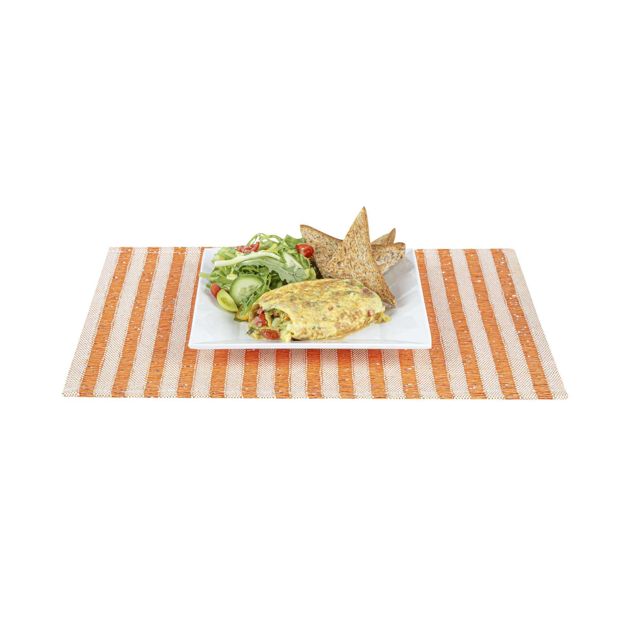Carmel Mesh Orange Striped Placemat - 16" x 12" - 6 count box