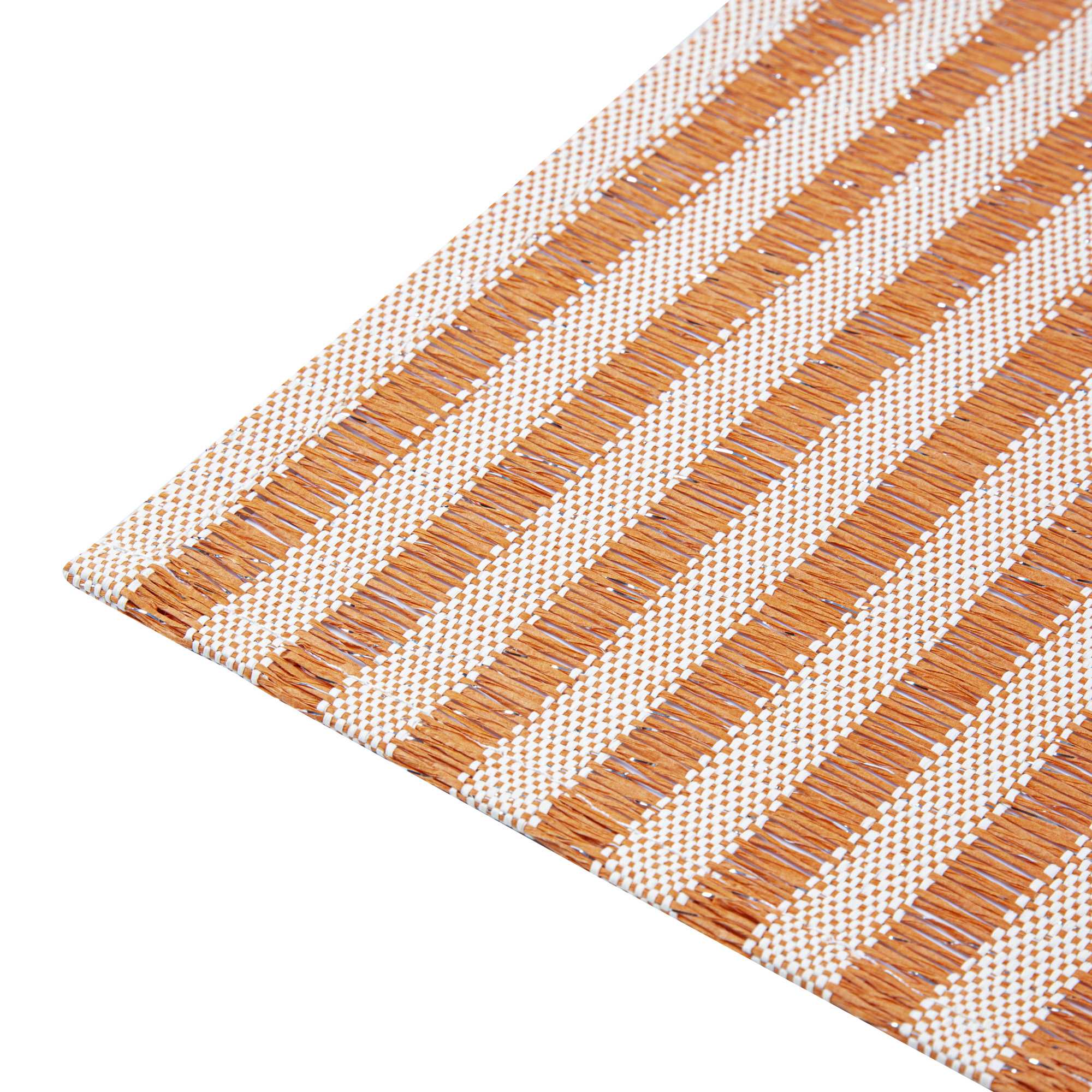 Carmel Mesh Orange Striped Placemat - 16" x 12" - 6 count box