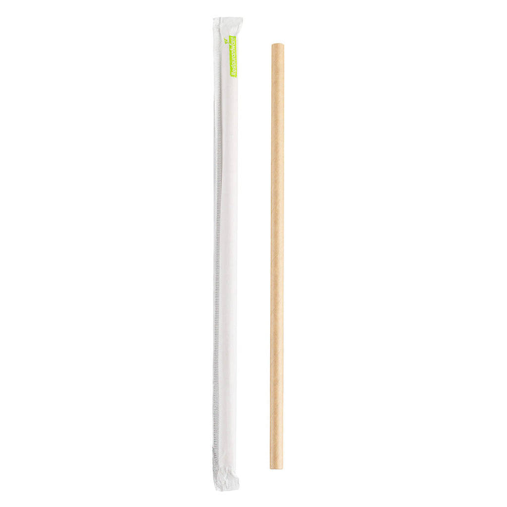 Bev Tek Kraft Paper Straw - Wrapped, Biodegradable, 7.5mm - 10" - 1000 count box