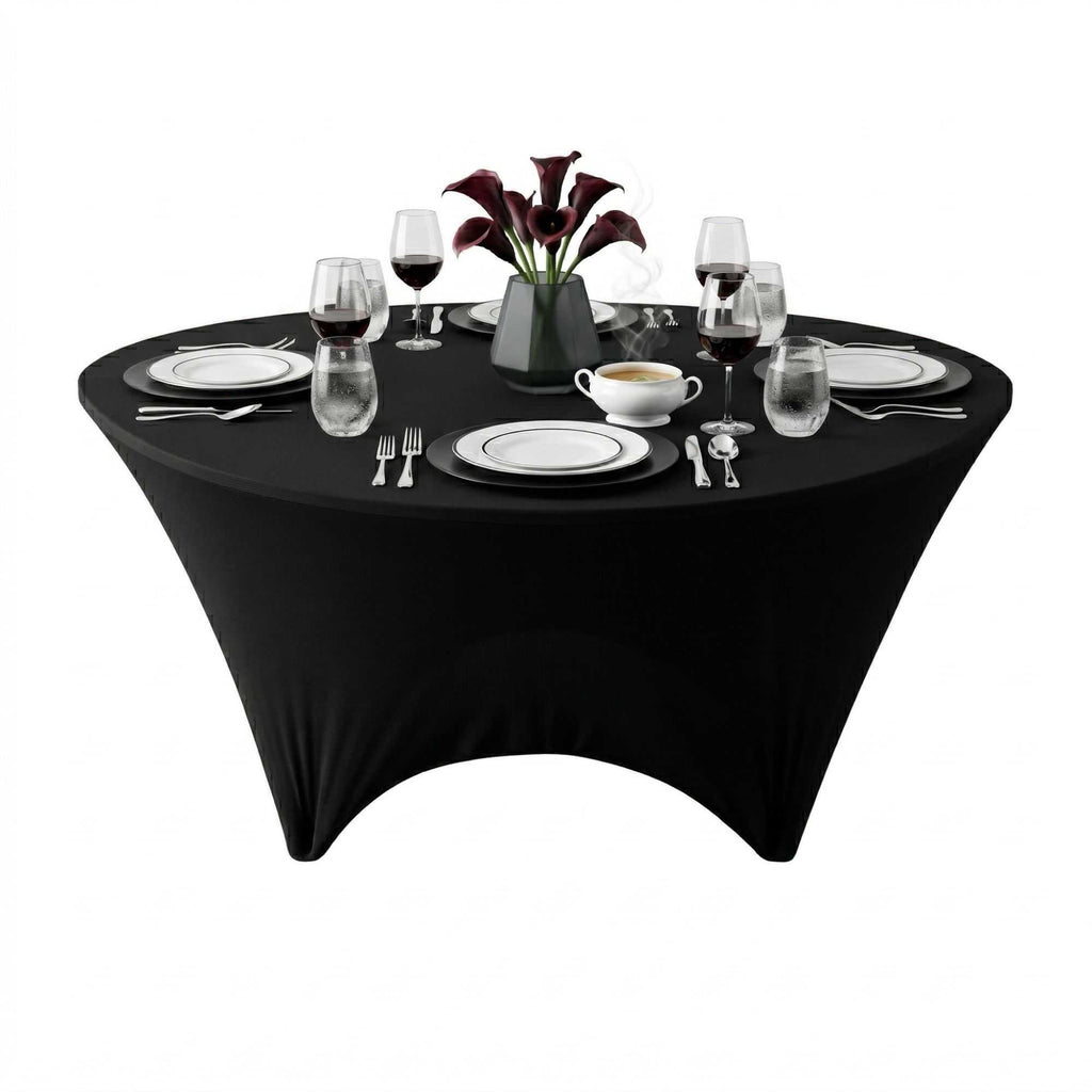 Table Tek Round Black Spandex Table Cover - Contour Cut - 72" - 1 count box