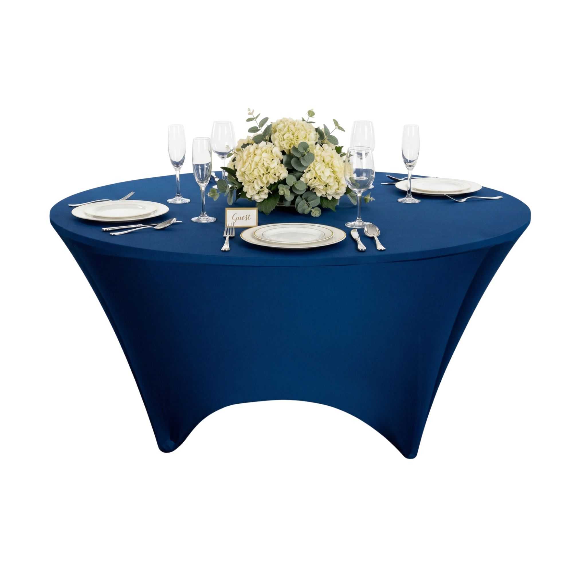Table Tek Round Blue Spandex Table Cover - Contour Cut - 72" - 10 count box