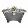Table Tek Round Charcoal Gray Spandex Table Cover - Contour Cut - 72" - 1 count box