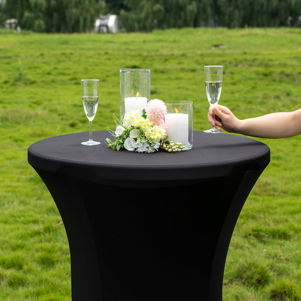 Table Tek Round Black Spandex Table Cover - Bar Height - 32" - 1 count box