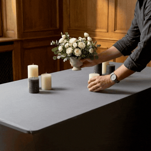 Table Tek Rectangle Charcoal Gray Spandex Table Cover - Contour Cut - 72" x 30" - 10 count box