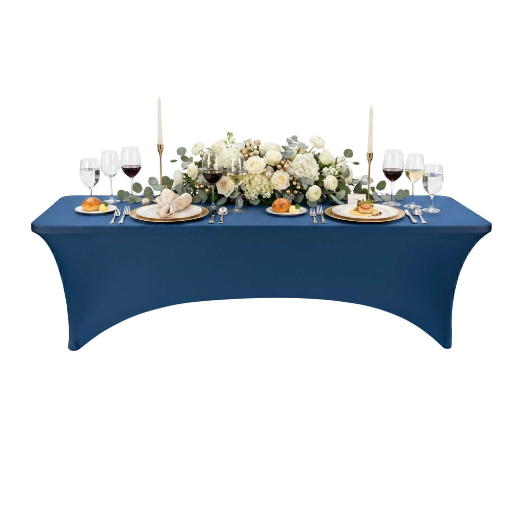 Table Tek Rectangle Blue Spandex Table Cover - Contour Cut - 96" x 30" - 1 count box