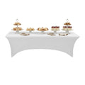 Table Tek Rectangle White Spandex Table Cover - Contour Cut - 96" x 30" - 1 count box