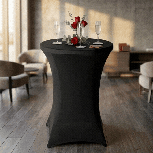 Table Tek Round Black Spandex Table Cover - Bar Height - 36" - 1 count box