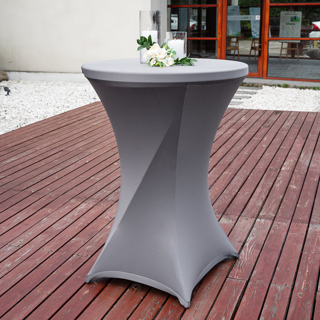 Table Tek Round Gray Spandex Table Cover - Bar Height - 36" - 10 count box