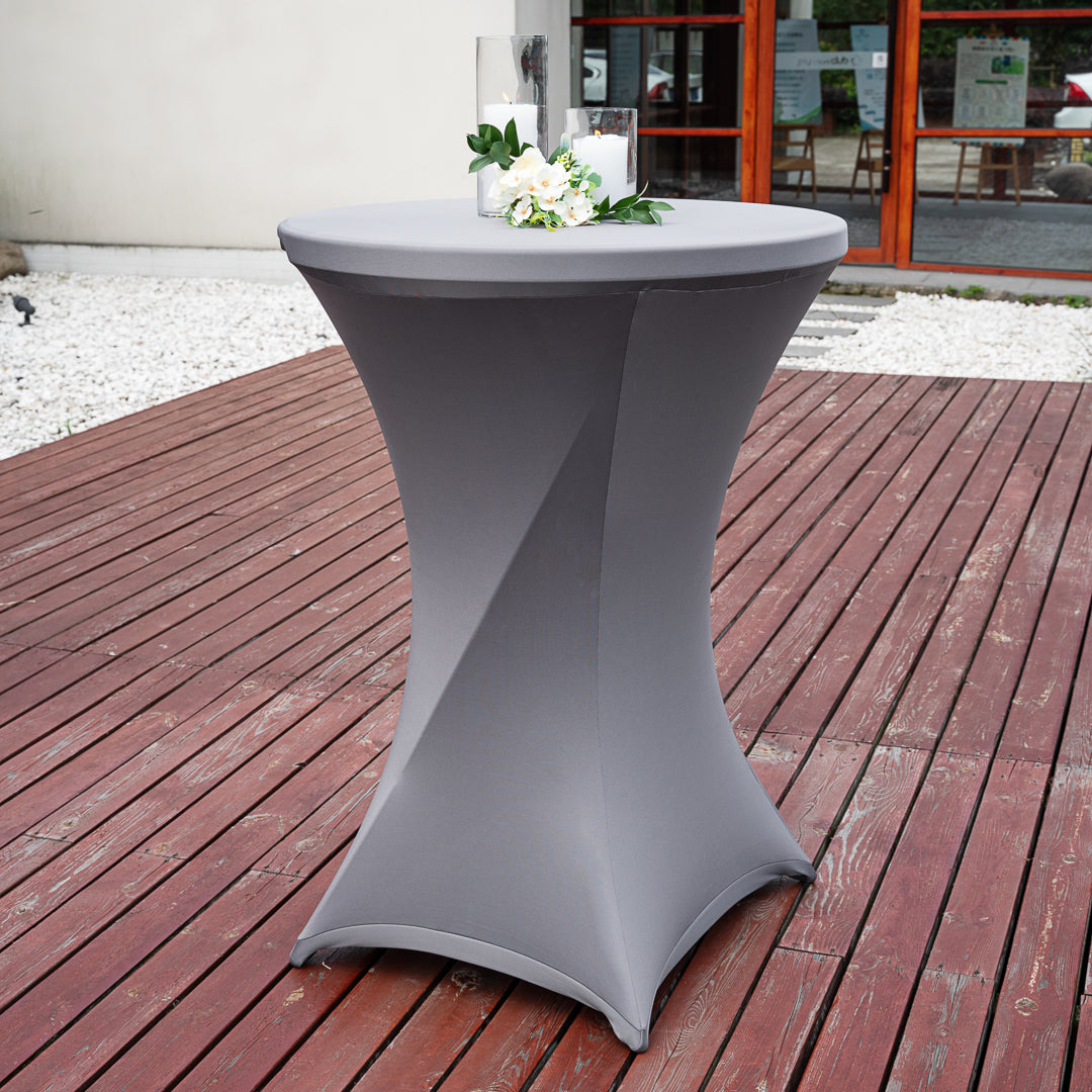 Table Tek Round Gray Spandex Table Cover - Bar Height - 36" - 10 count box