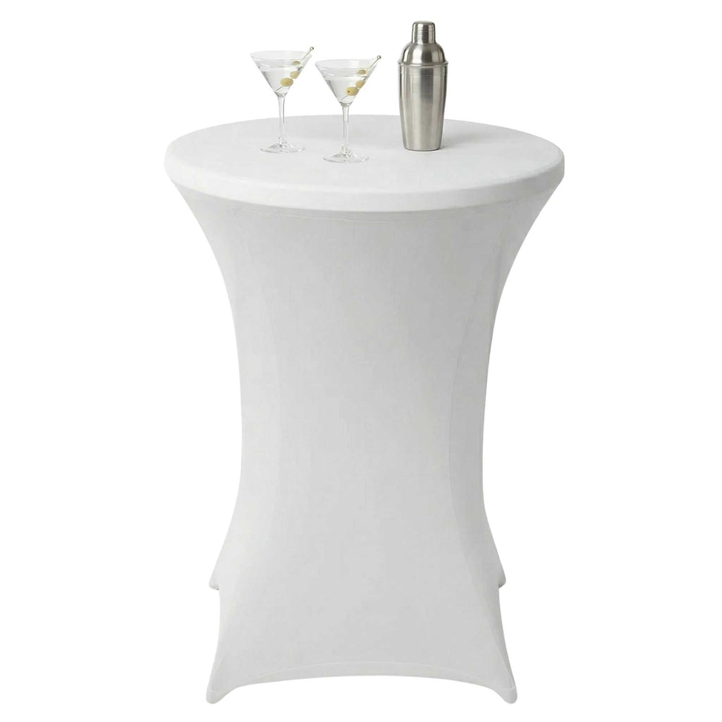 Table Tek Round White Spandex Table Cover - Bar Height - 36" - 10 count box