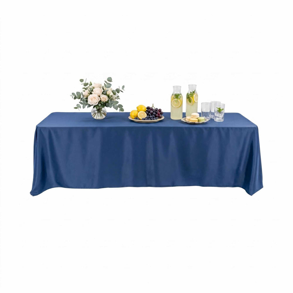 Table Tek Rectangle Blue Polyester Cloth Table Cover - Hemmed - 90" x 132" - 1 count box