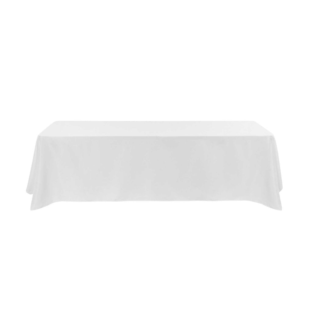 Table Tek Rectangle White Polyester Cloth Table Cover - Hemmed - 90" x 132" - 10 count box