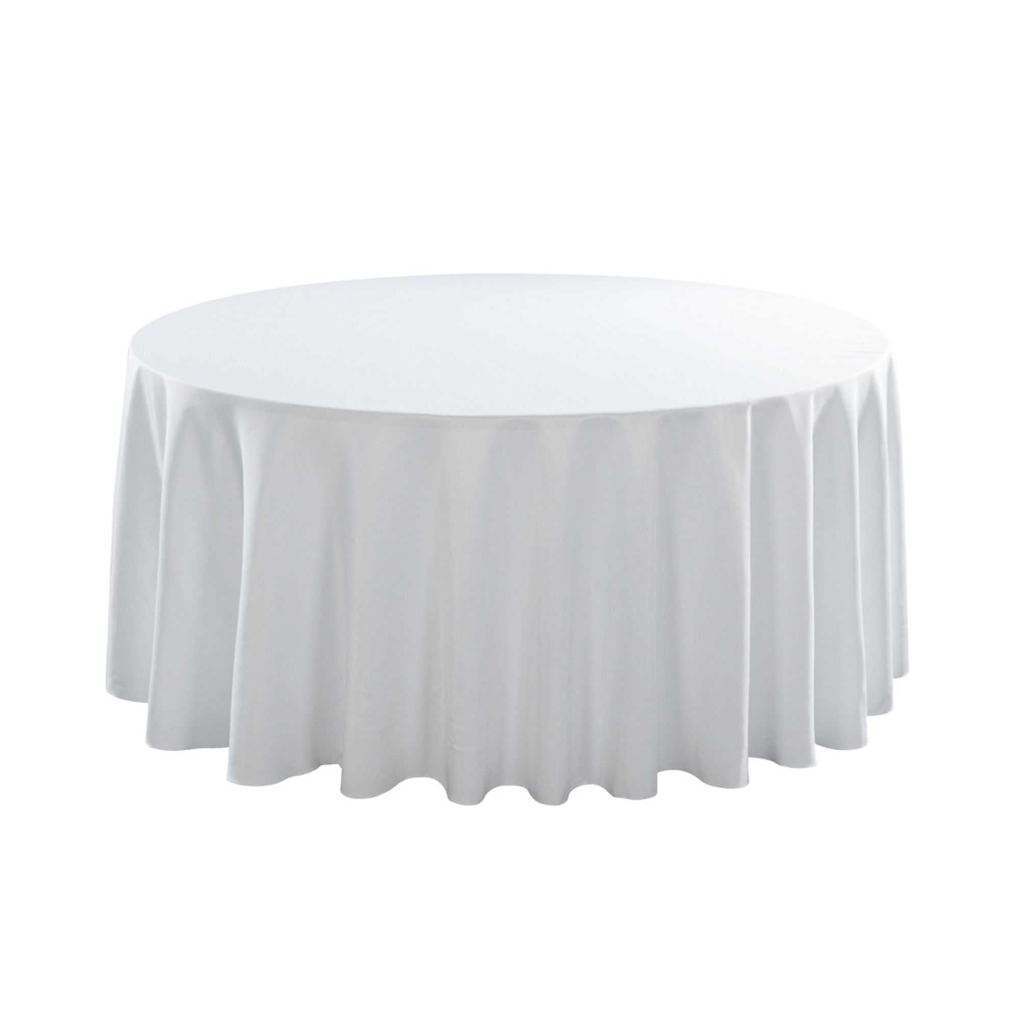 Table Tek Round White Polyester Cloth Table Cover - Hemmed - 120" - 10 count box