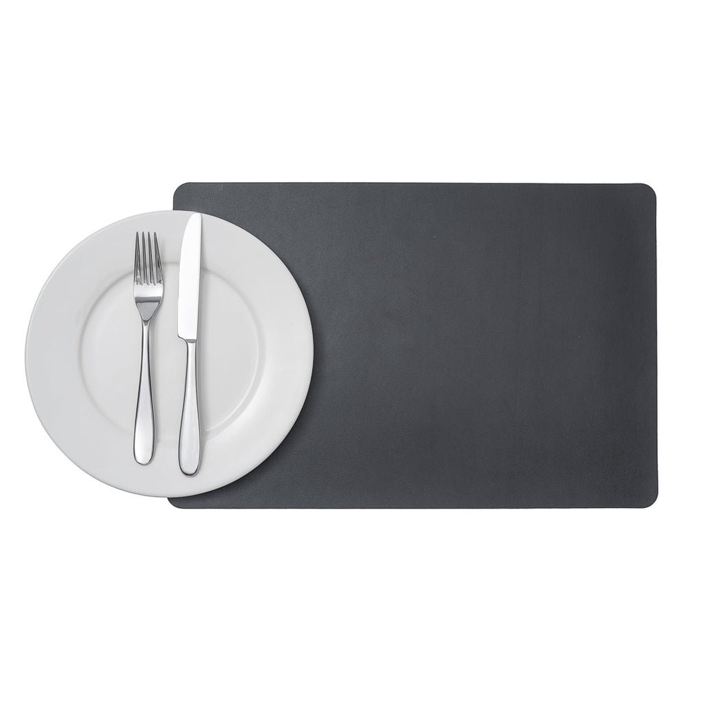 Chef 101 Rectangle Black Vinyl Placemat - Embossed - 17 3/4" x 12" - 6 count box
