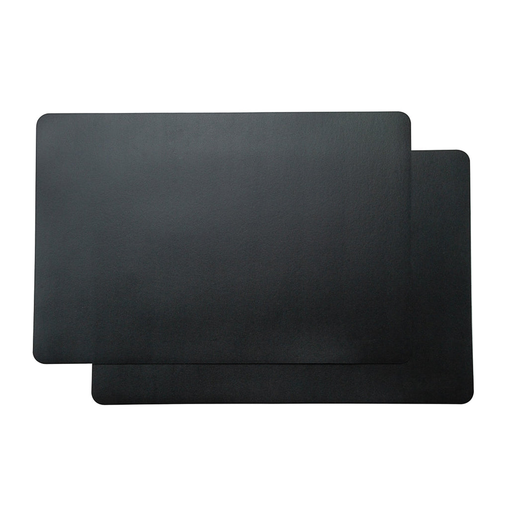 Chef 101 Rectangle Black Vinyl Placemat - Embossed - 17 3/4" x 12" - 6 count box