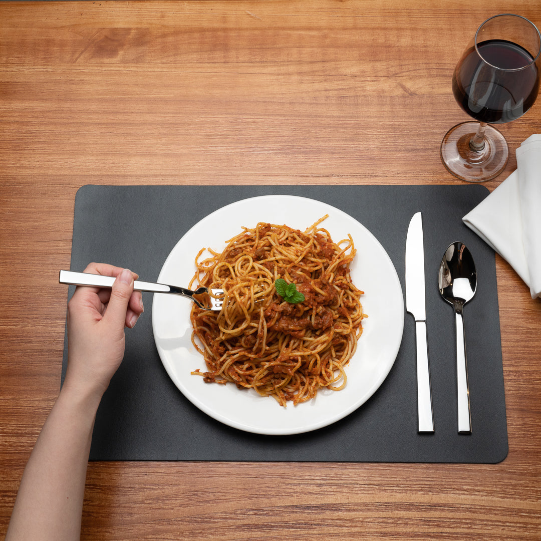 Chef 101 Rectangle Black Vinyl Placemat - Embossed - 17 3/4" x 12" - 6 count box
