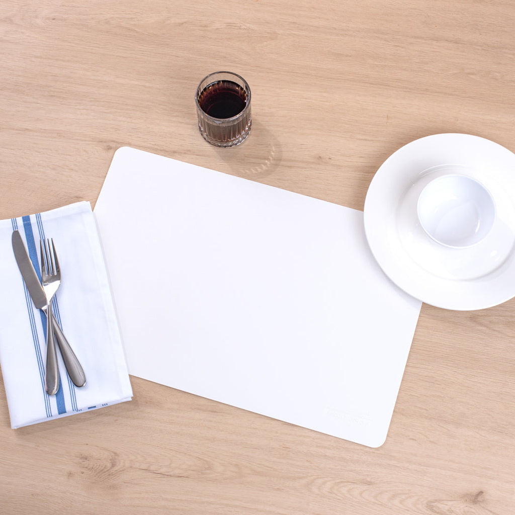 Chef 101 Rectangle White Vinyl Placemat - Embossed - 17 3/4" x 12" - 6 count box