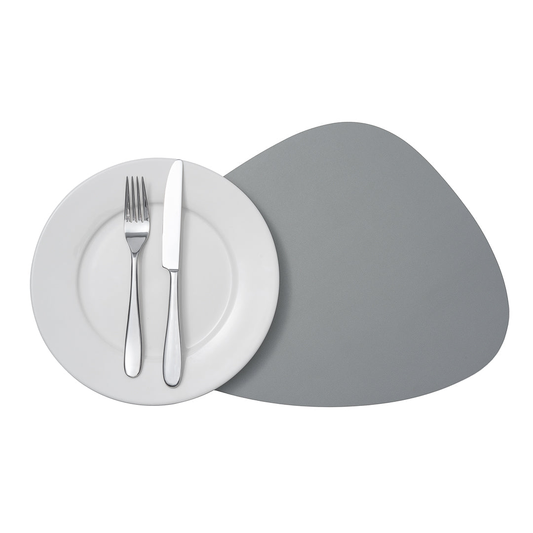 Chef 101 Egg-Shaped Gray Vinyl Placemat - Embossed - 16" x 12" - 6 count box