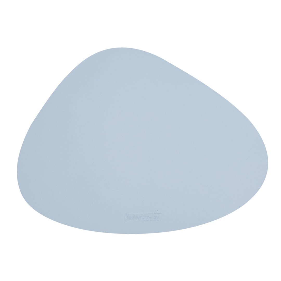 Chef 101 Egg-Shaped Light Blue Vinyl Placemat - Embossed - 16" x 12" - 6 count box