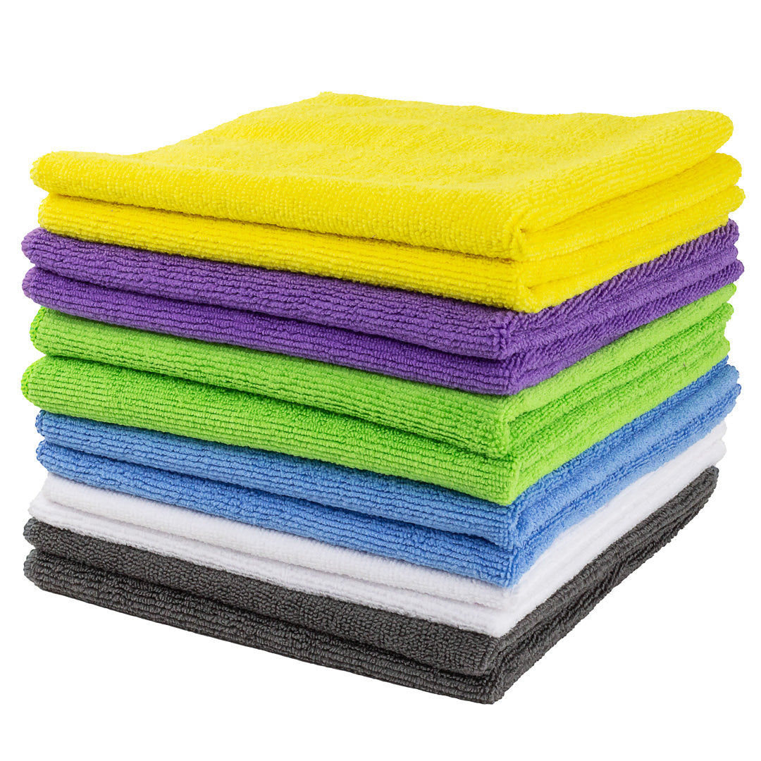 Clean Tek Professional Microfiber Cleaning Cloth - 6 Colors - 16" x 16" - 60 count box