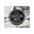 Label Tek Plastic Contains Nuts Label - Black with White Font, Tamper-Evident - 2" x 2" - 500 count box