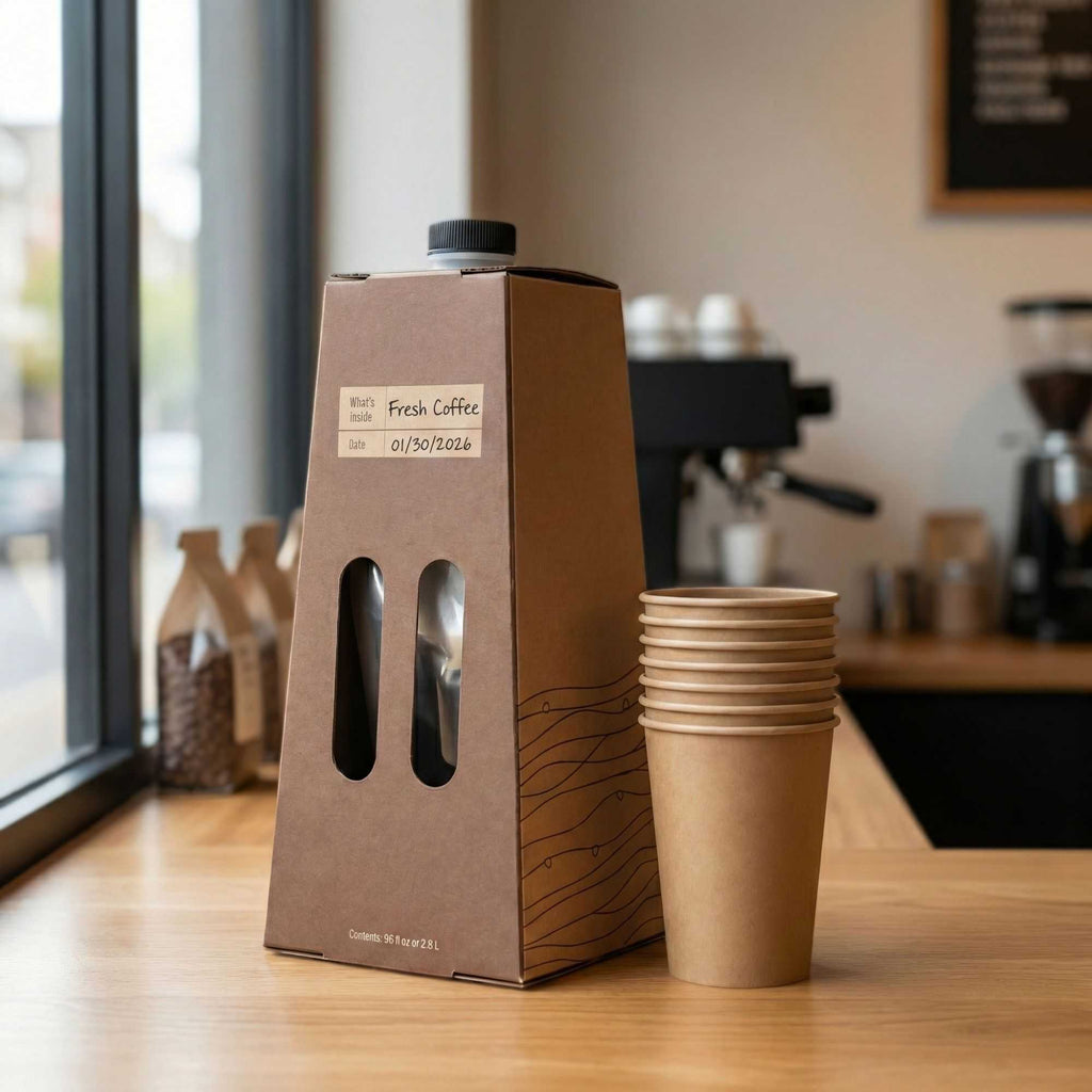 Cater Tek 96 oz Kraft Paper Beverage Take Out Container - 12 Cups - 10 count box