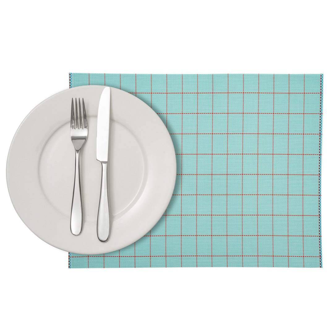 Imperial Rectangle Blue Vinyl Woven Placemat - 16" x 12" - 6 count box