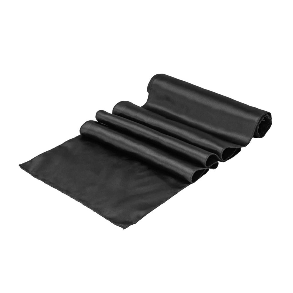 Table Tek Black Satin Table Runner - 12" x 108" - 10 count box