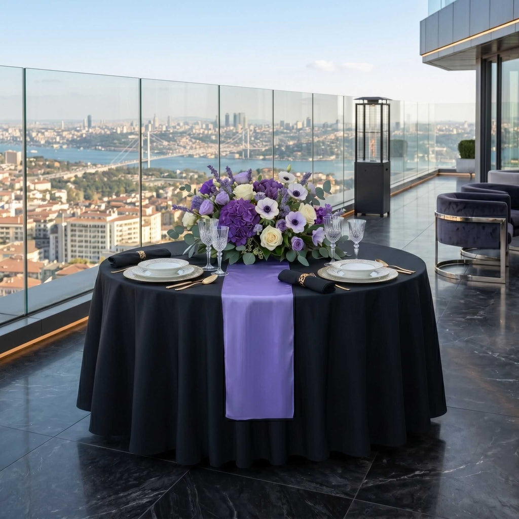 Table Tek Lavender Purple Satin Table Runner - 12" x 108" - 1 count box